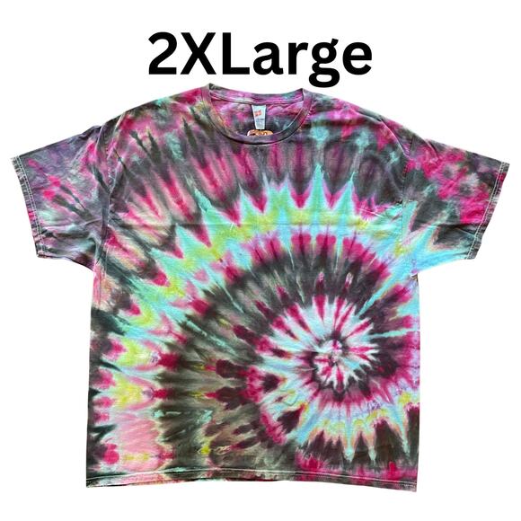 Ice Dyed Unisex T-shirt - Tie Dye Spiral - Short-sleeve Tee - Handmade (2XLarge) - Picture 10 of 12